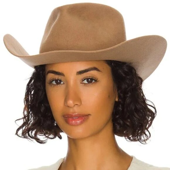NEW Gladys Tamez Millinery Alex Hat in Camel Brown Suede Cowboy Small S - Picture 2 of 10